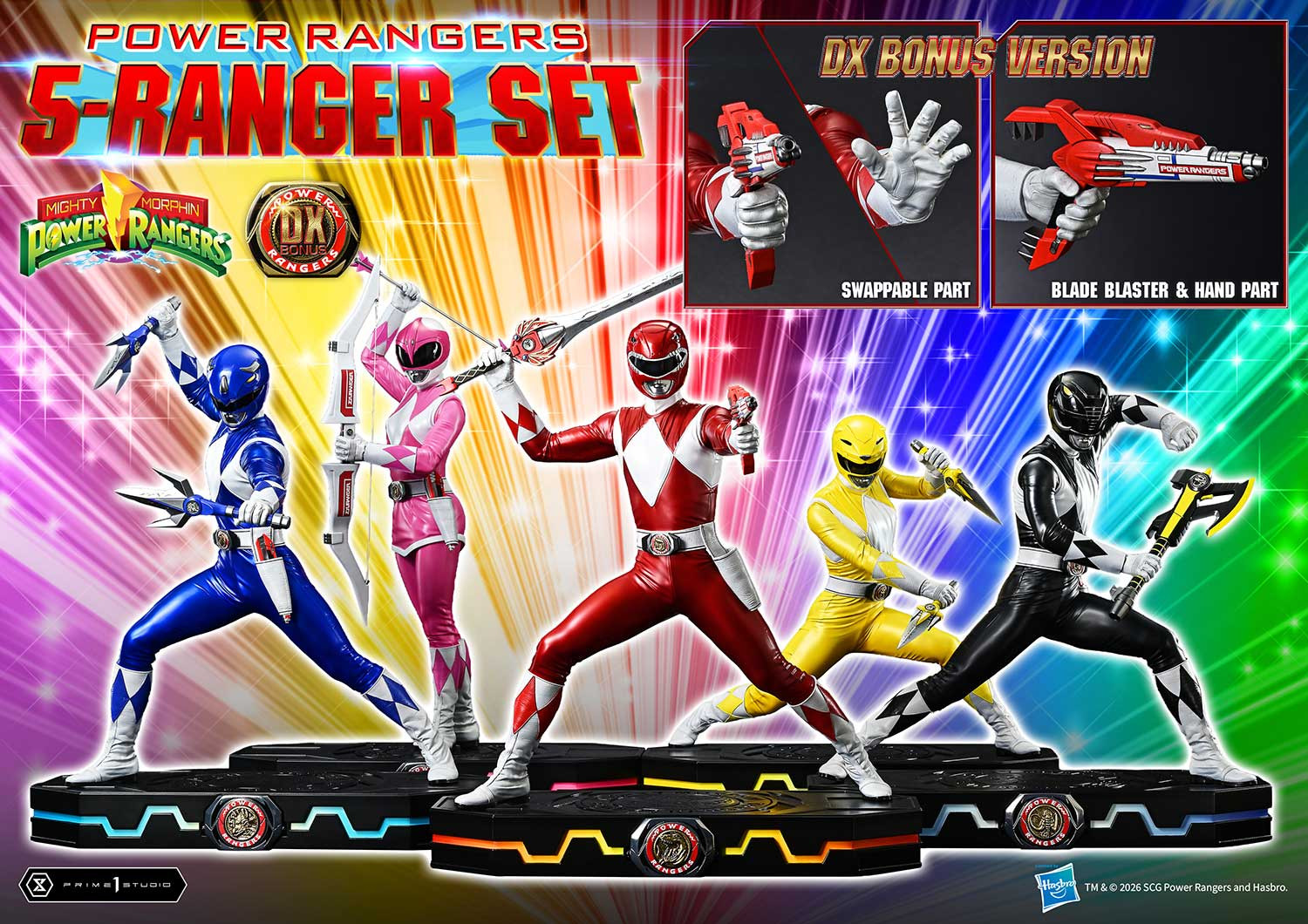 P1 PMPWR-01DXS Premium Masterline Mighty Morphin Power Rangers Power Rangers 5-Ranger Set DX Bonus 