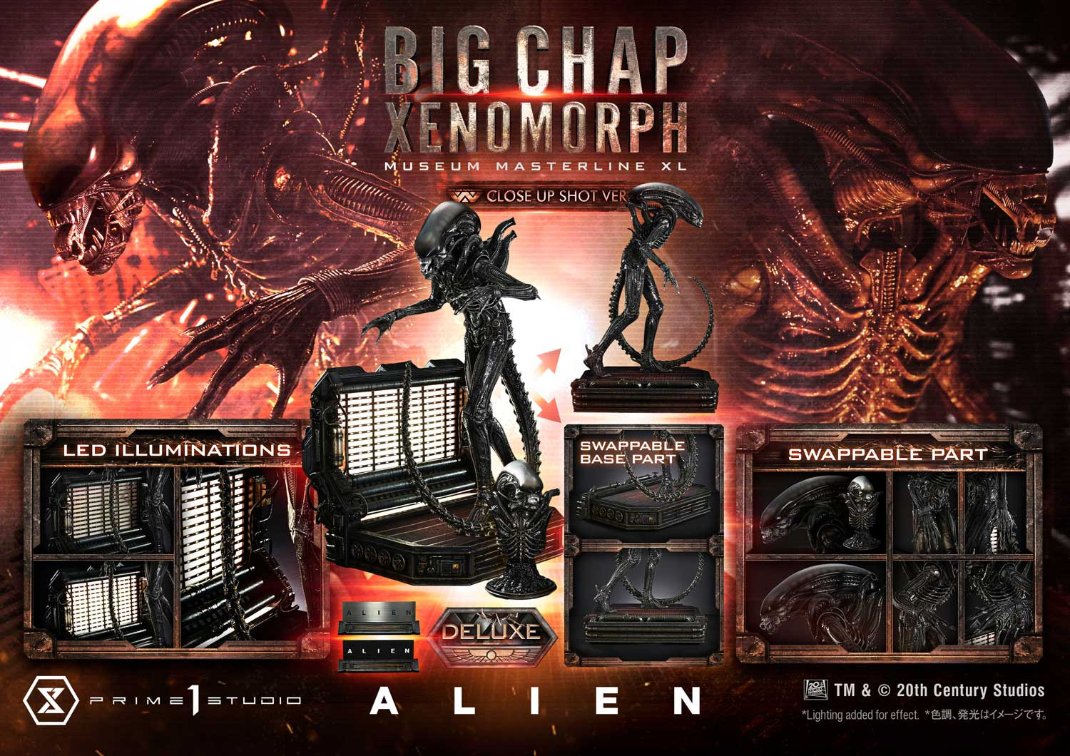 P1 MMXLAL-03DX Museum Masterline XL Alien (Film) Big Chap Xenomorph Close Up Shot Ver. Deluxe Version